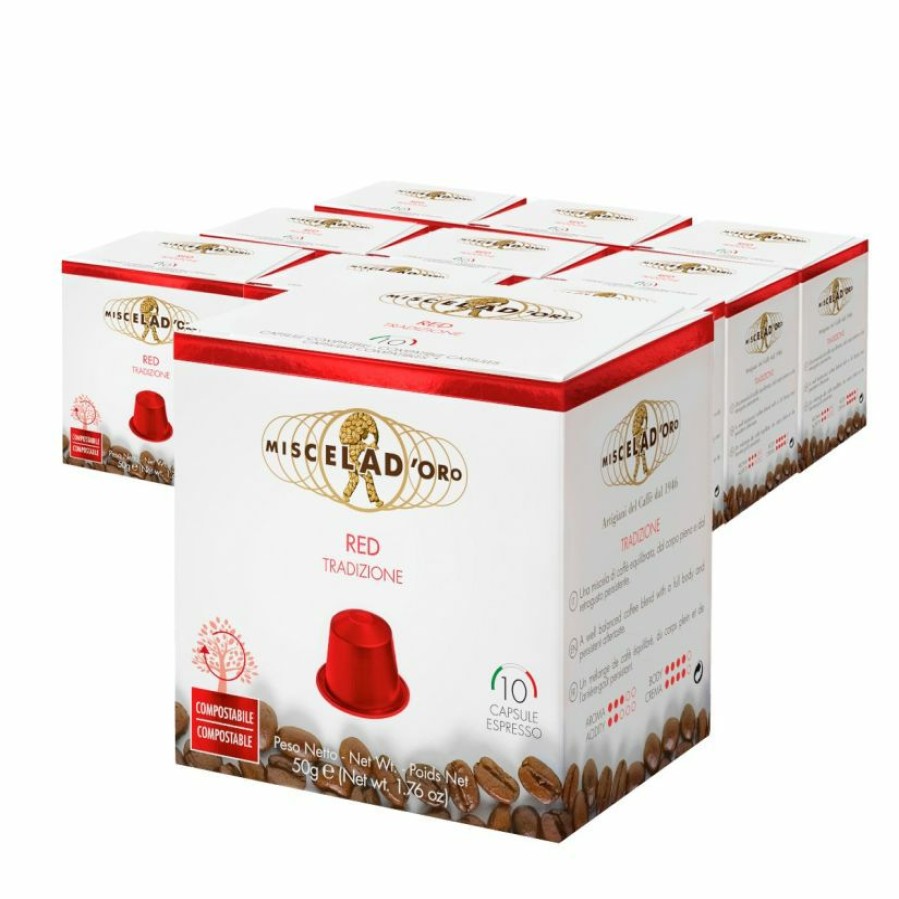 Coffee * | Miscela D'Oro Red Nespresso Compatible Coffee Capsules 10 X 10 Pcs Wholesale Package