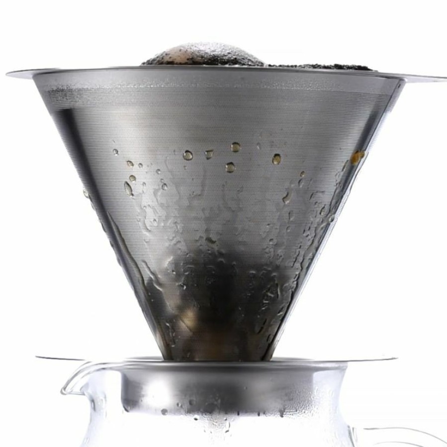 Manual Coffee Brewing Equipment * | Hario Double Mesh Metal Dripper V60-01