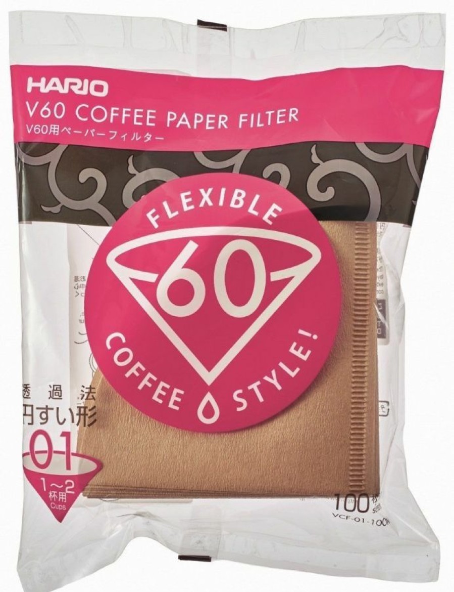 Manual Coffee Brewing Equipment * | Hario V60 Misarashi Size 01 Brown Coffee Paper Filters 100 Pcs