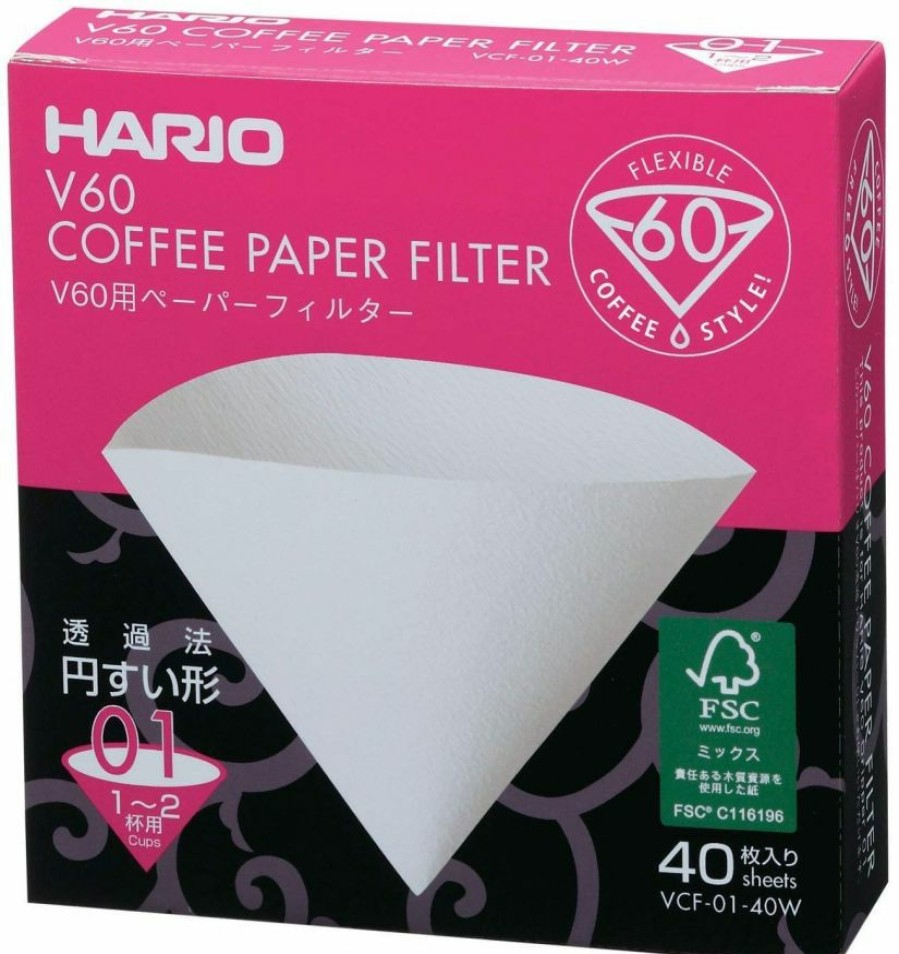 Manual Coffee Brewing Equipment * | Hario V60 Size 01 Coffee Paper Filters Box