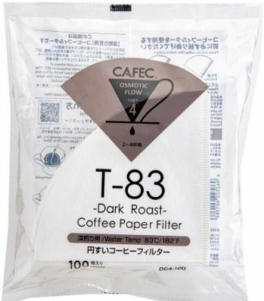 Manual Coffee Brewing Equipment * | Cafec Dark Roast T-83 Coffee Paper Filter 4 Cup, 100 Pcs