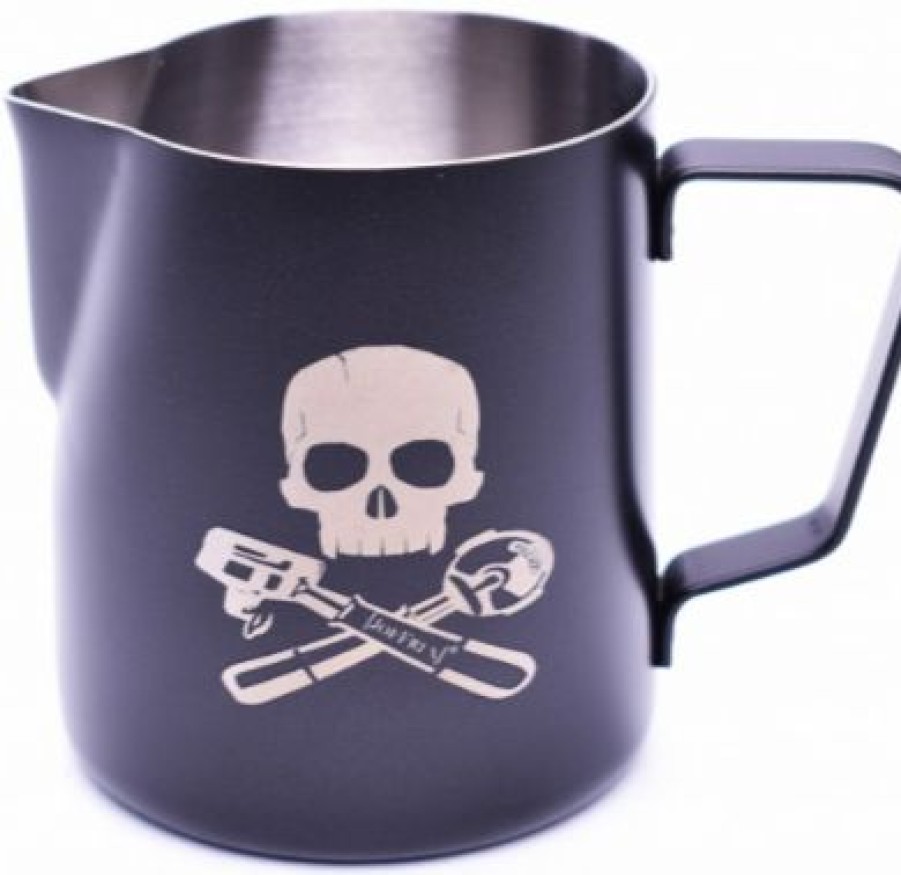 Barista And Coffee Accessories * | Joefrex Powder Coated Milk Pitcher, Black Skull