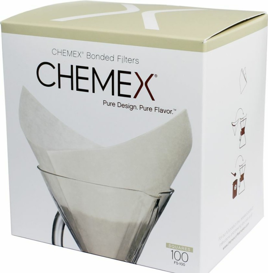 Manual Coffee Brewing Equipment * | Chemex Pre-Folded Square Paper Filters For 6, 8 And 10 Cup Coffee Maker, 100 Pcs