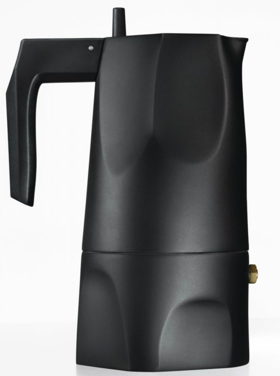 Manual Coffee Brewing Equipment * | Alessi Ossidiana Mt18 3 Cups Espresso Coffee Maker Black