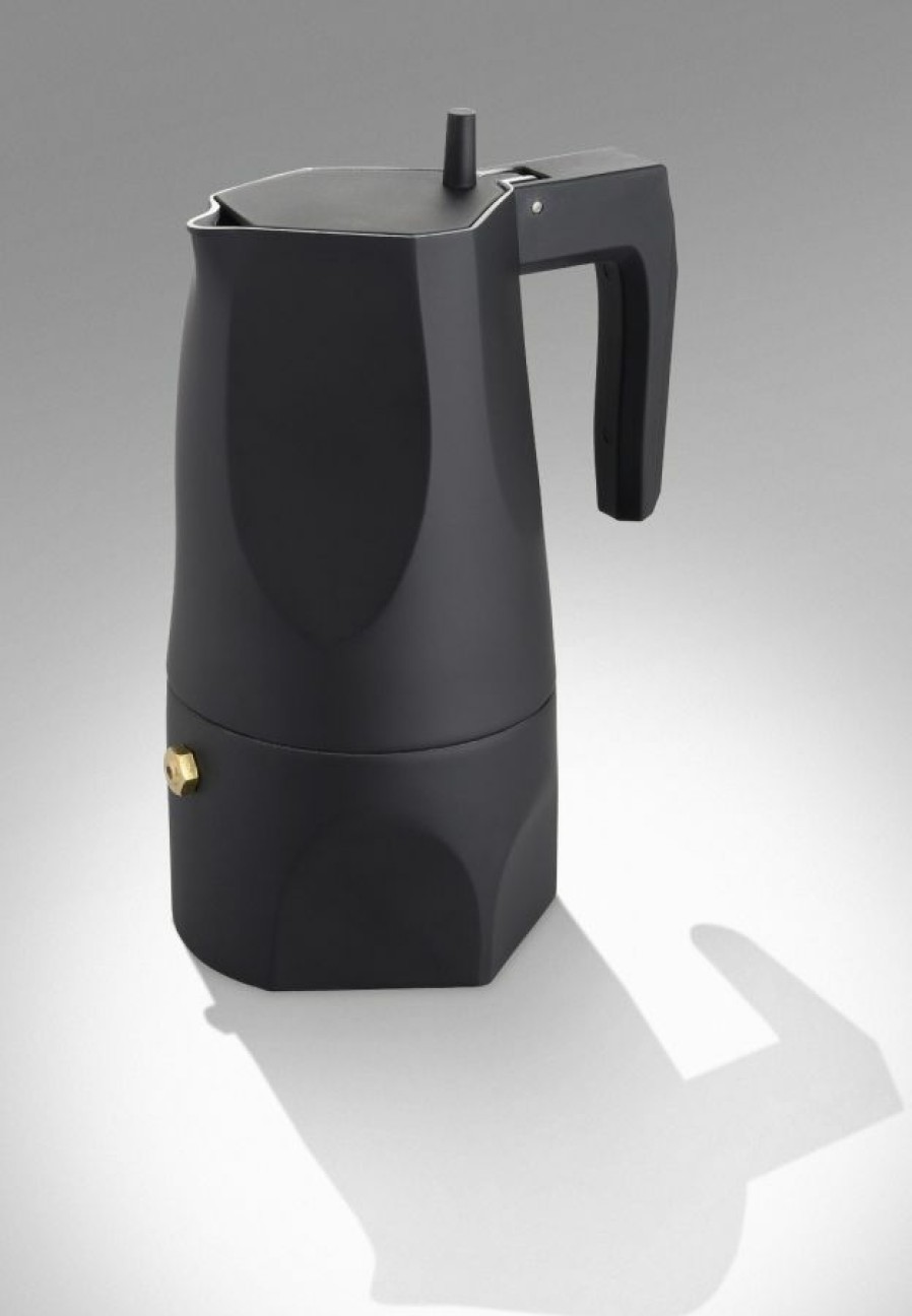 Manual Coffee Brewing Equipment * | Alessi Ossidiana Mt18 3 Cups Espresso Coffee Maker Black