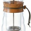 Manual Coffee Brewing Equipment * | Hario Cafe Press Double Glass Olive Wood 400 Ml