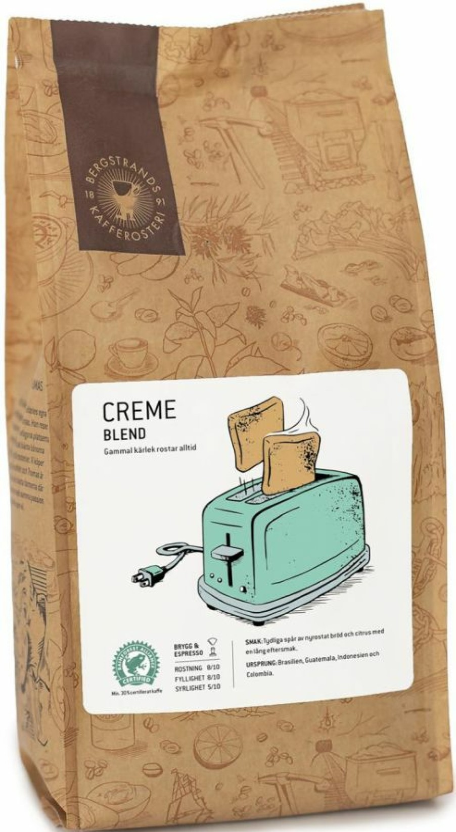 Coffee * | Bergstrands Kafferosteri Bergstrands Creme 1 Kg Coffee Beans