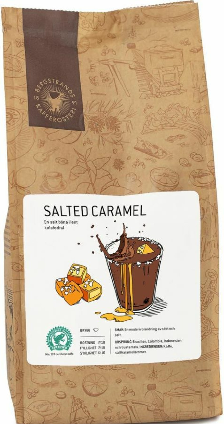 Coffee * | Bergstrands Kafferosteri Bergstrands Salted Caramel Flavoured Coffee 250 G Ground