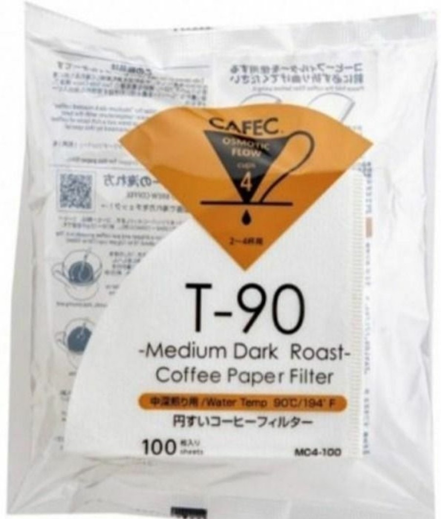 Manual Coffee Brewing Equipment * | Cafec Medium Roast T-90 Coffee Paper Filter 4 Cup, 100 Pcs