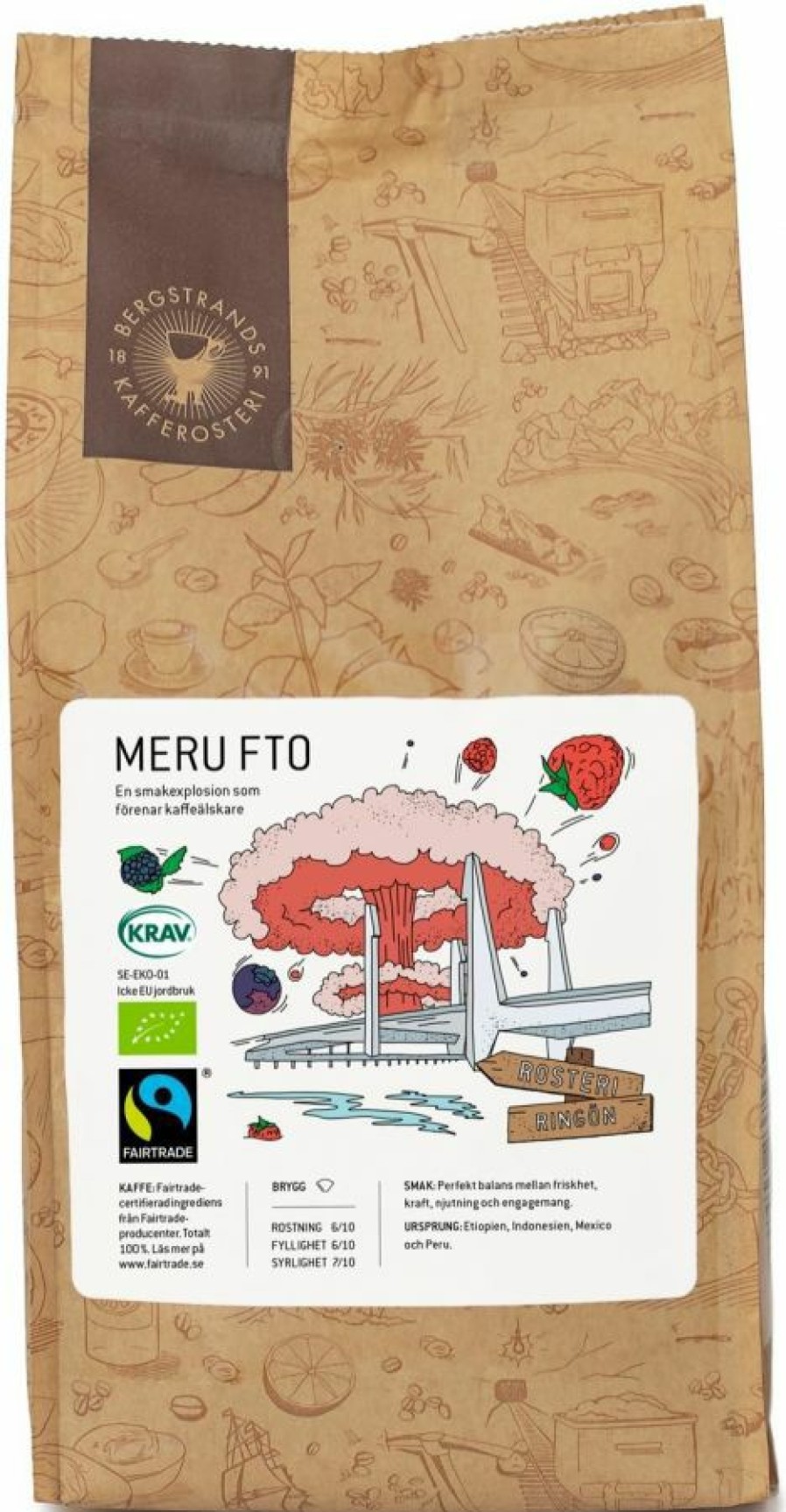 Coffee * | Bergstrands Kafferosteri Bergstrands Meru Fto 1 Kg Coffee Beans