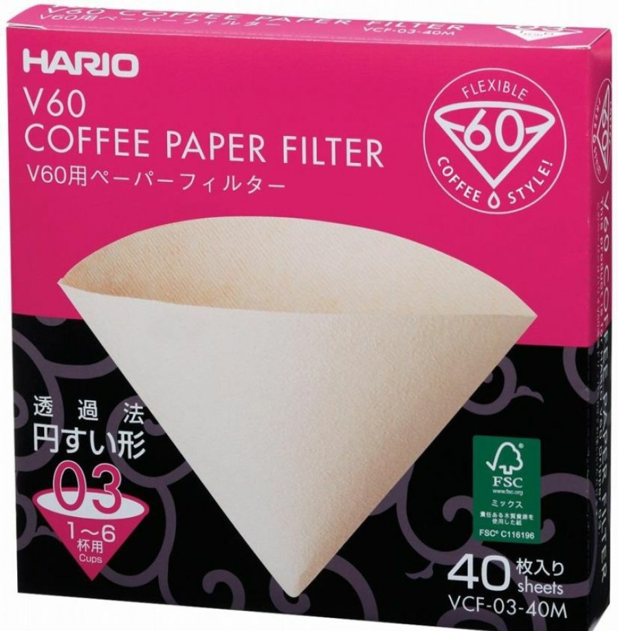 Manual Coffee Brewing Equipment * | Hario V60 Misarashi Size 03 Brown Coffee Paper Filters 40 Pcs Box